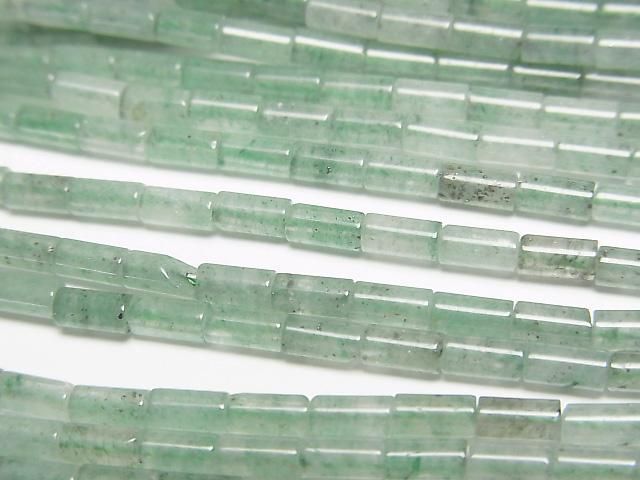 [Video] Green Aventurine Tube 4x2x2mm 1strand beads (aprx.15inch/36cm)