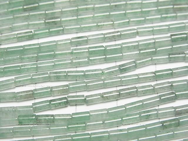 [Video] Green Aventurine Tube 4x2x2mm 1strand beads (aprx.15inch/36cm)