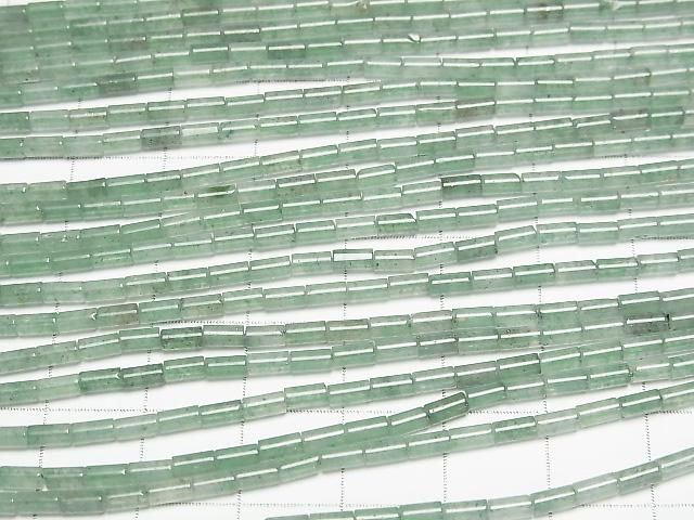 [Video] Green Aventurine Tube 4x2x2mm 1strand beads (aprx.15inch/36cm)
