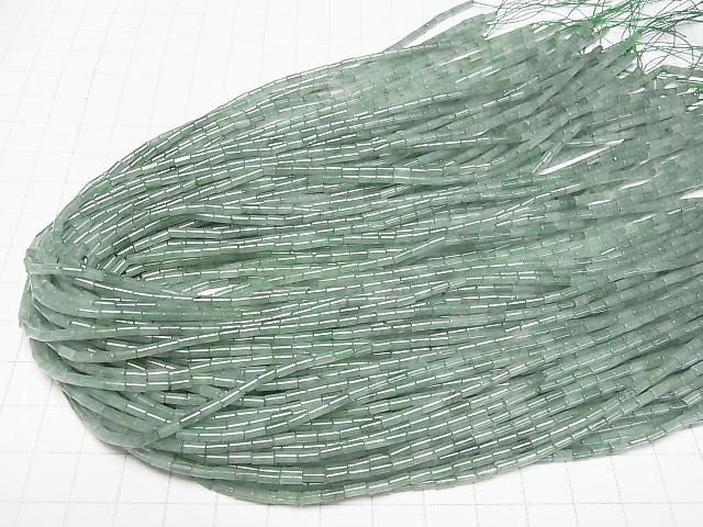 [Video] Green Aventurine Tube 4x2x2mm 1strand beads (aprx.15inch/36cm)