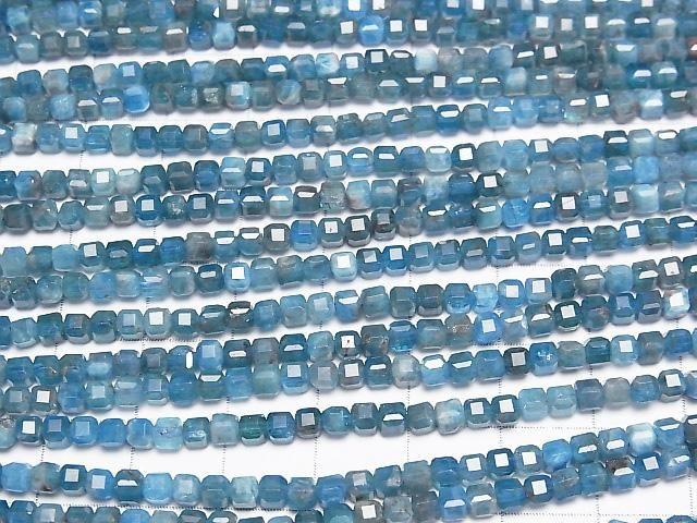 [Video]High Quality! Brazilian Apatite AA+ Cube Shape 3x3x3mm 1strand beads (aprx.15inch/37cm)