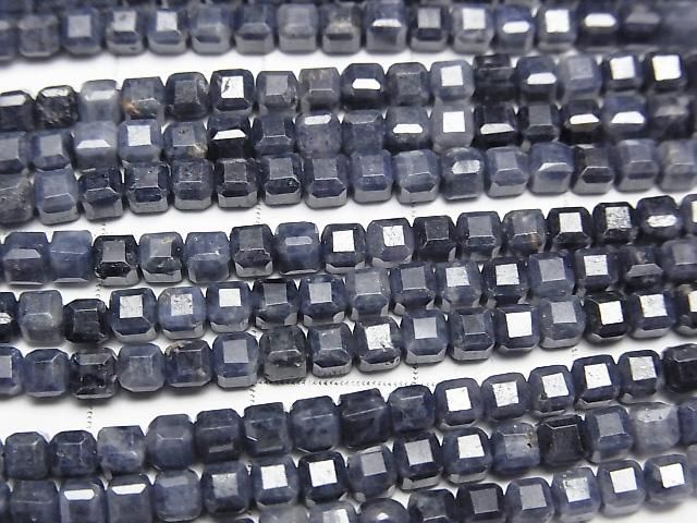 [Video] High Quality! Sapphire AA+ Cube Shape 3x3x3mm half or 1strand beads (aprx.15inch/37cm)