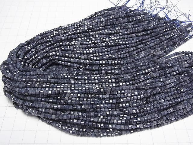 [Video] High Quality! Sapphire AA+ Cube Shape 3x3x3mm half or 1strand beads (aprx.15inch/37cm)