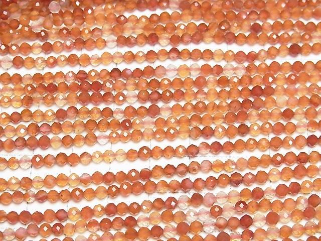 [Video]High Quality! Mixed Carnelian Faceted Round 3.5mm 1strand beads (aprx.15inch/37cm)