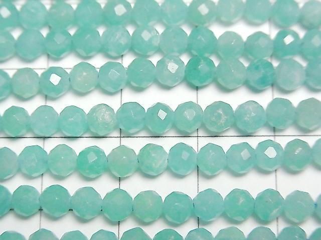[Video] High Quality! Amazonite Silica AA++ Faceted Round 4mm 1-strand beads (approx. 15 inches/37 cm)