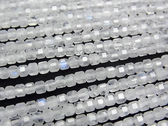 [Video]High Quality! Rainbow Moonstone AA++ Cube Shape 2x2x2mm 1strand beads (aprx.15inch/37cm)