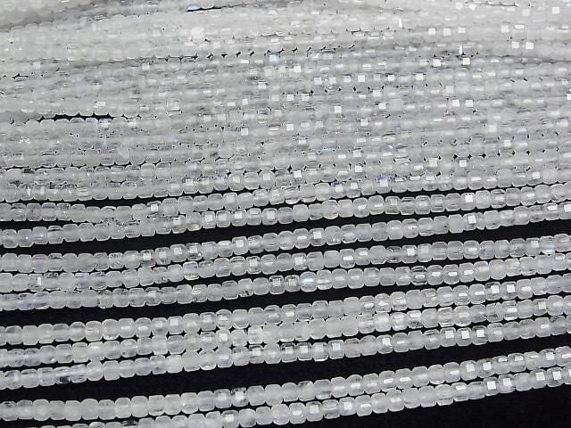 [Video]High Quality! Rainbow Moonstone AA++ Cube Shape 2x2x2mm 1strand beads (aprx.15inch/37cm)