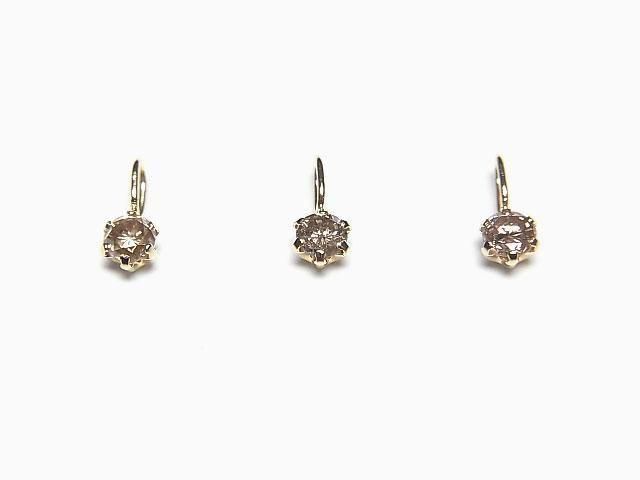 [Japan]Light Brown Diamond Round Faceted 3x3mm Pendant [18K Yellow Gold]