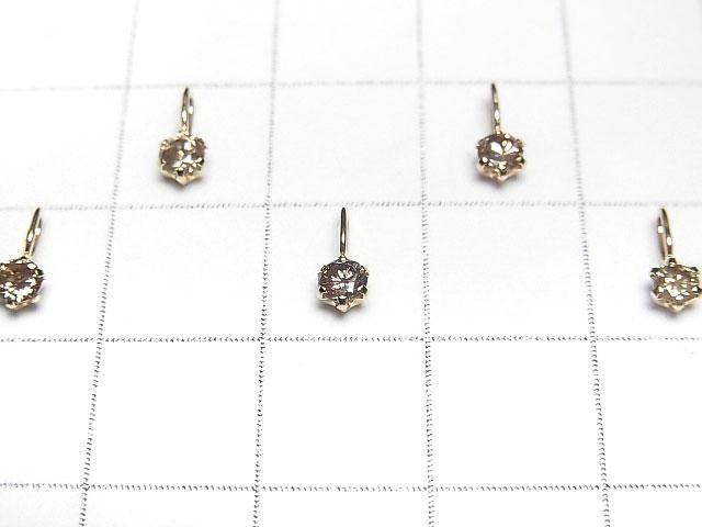 [Japan]Light Brown Diamond Round Faceted 3x3mm Pendant [18K Yellow Gold]