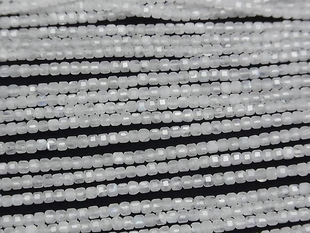 [Video]High Quality! Rainbow Moonstone AA Cube Shape 2x2x2mm 1strand beads (aprx.15inch/37cm)