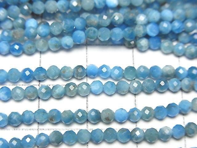 [Video] High Quality! Blue Apatite AA Faceted Round 3mm 1-strand beads (approx. 15 inches/37 cm)
