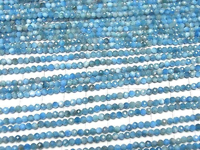 [Video] High Quality! Blue Apatite AA Faceted Round 3mm 1-strand beads (approx. 15 inches/37 cm)