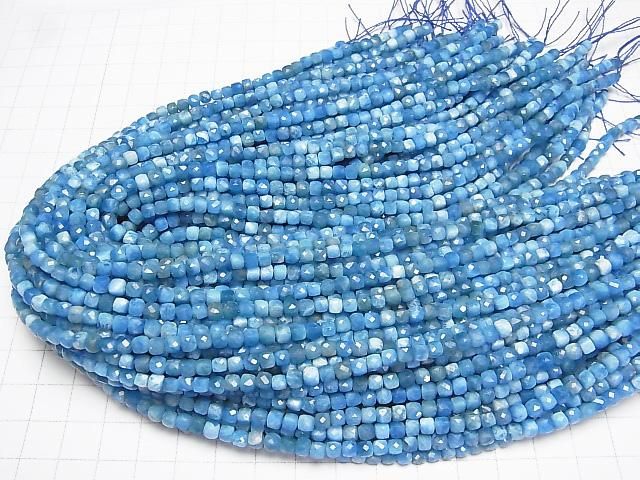 [Video]High Quality! Madagascar Apatite AA+ Cube Shape 4x4x4mm 1strand beads (aprx.15inch/37cm)