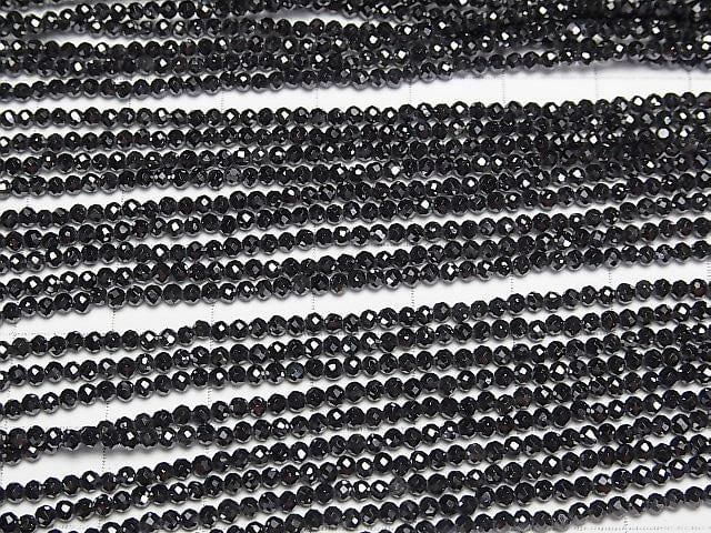 [Video]High Quality! Cubic Zirconia AAA Faceted Round 2mm [Black] 1strand beads (aprx.14inch/35cm)