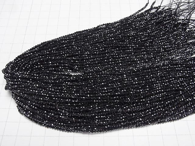 [Video]High Quality! Cubic Zirconia AAA Faceted Round 2mm [Black] 1strand beads (aprx.14inch/35cm)