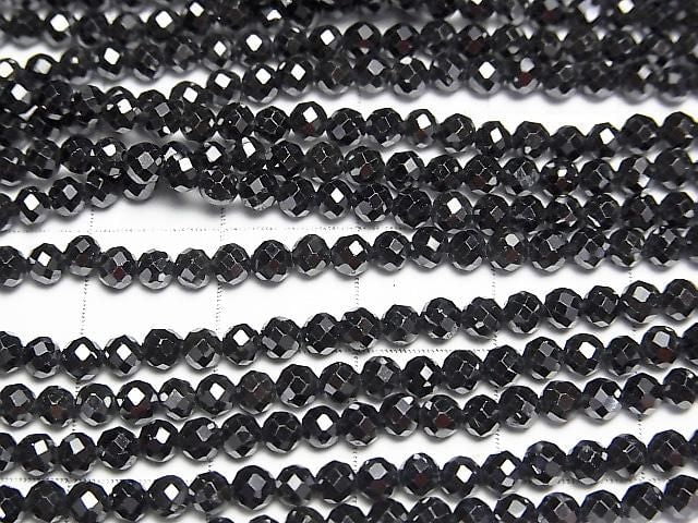 [Video]High Quality! Cubic Zirconia AAA Faceted Round 3mm [Black] 1strand beads (aprx.14inch/35cm)