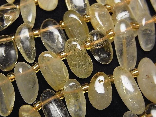[Video]Rutilated Quartz AA Nugget Top Side Drilled Hole 1strand beads (aprx.15inch/36cm)