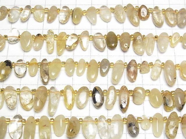 [Video]Rutilated Quartz AA Nugget Top Side Drilled Hole 1strand beads (aprx.15inch/36cm)