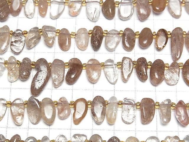 [Video] Brown Rutilated Quartz AA Nugget Top Side Drilled Hole 1strand beads (aprx.14inch/35cm)