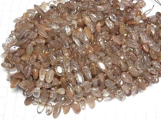 [Video] Brown Rutilated Quartz AA Nugget Top Side Drilled Hole 1strand beads (aprx.14inch/35cm)
