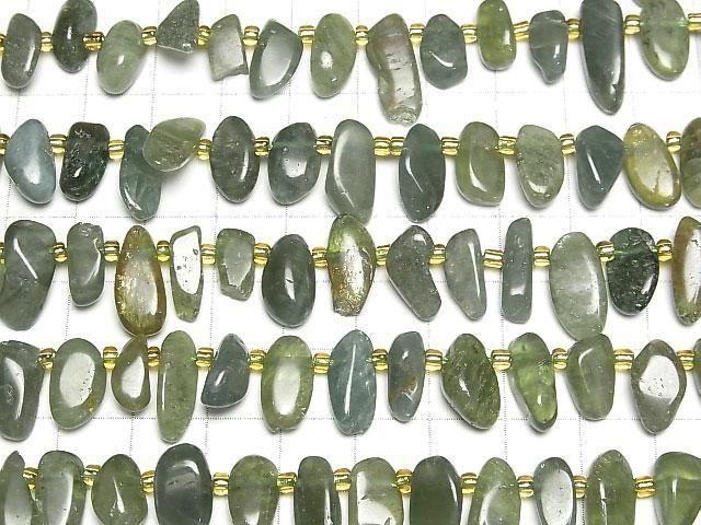 [Video] Green Apatite AA Nugget Top Side Drilled Hole 1strand beads (aprx.14inch/35cm)