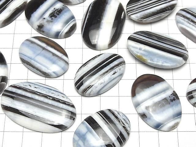 [Video]Strip blue opal AAA- Oval Cabochon size mix 3pcs