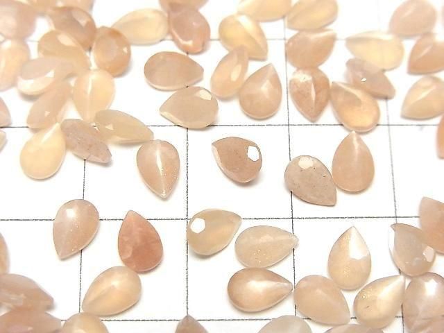 [Video]High Quality Peach Moonstone AAA- Loose stone Pear shape Faceted 6x4mm 10pcs