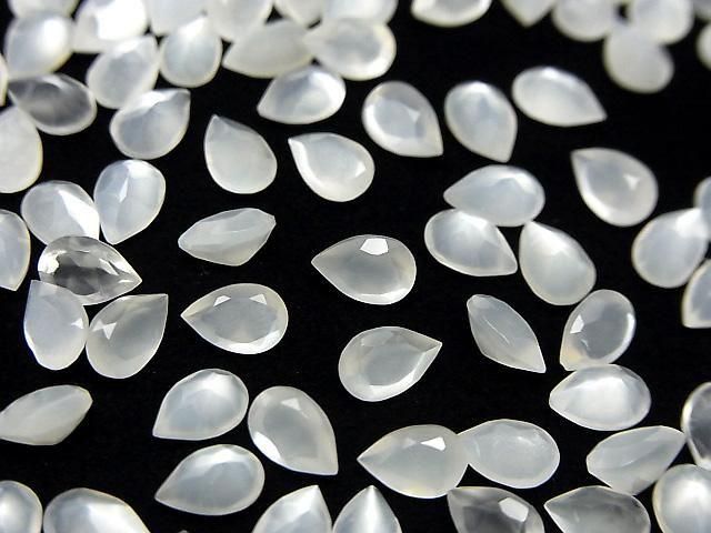 [Video]High Quality White Moonstone AAA- Loose stone Pear shape Faceted 6x4mm 10pcs