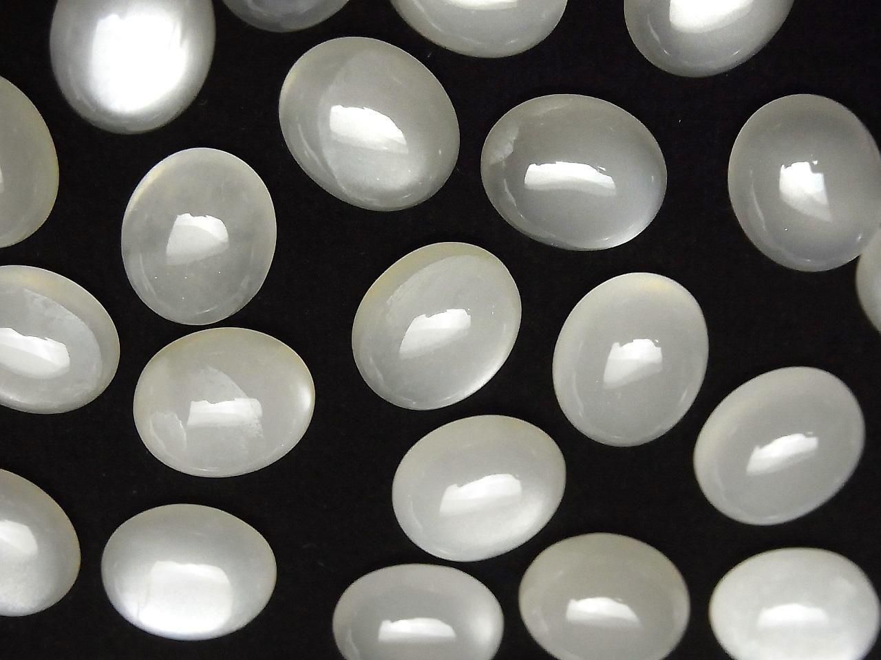 Pierre de lune blanche AAA - Cabochon ovale 12x10mm 2 pcs