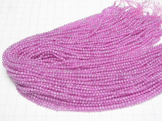 [Video]High Quality! Cubic Zirconia AAA Faceted Round 3mm [Purple Pink] 1strand beads (aprx.15inch/36cm)