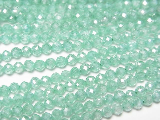 [Video]High Quality! Cubic Zirconia AAA Faceted Round 3mm [Light Green] 1strand beads (aprx.15inch/36cm)