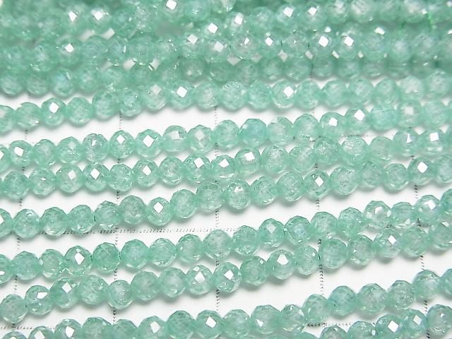 [Video]High Quality! Cubic Zirconia AAA Faceted Round 3mm [Light Green] 1strand beads (aprx.15inch/36cm)