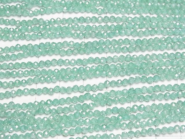 [Video]High Quality! Cubic Zirconia AAA Faceted Round 3mm [Light Green] 1strand beads (aprx.15inch/36cm)