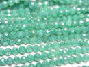 [Video] High Quality! Cubic Zirconia AAA Faceted Round 3mm [Green] 1-strand beads (approx. 14 inches/34 cm)