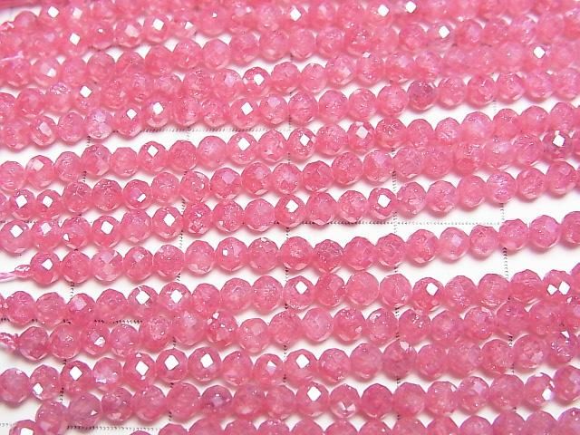 [Video]High Quality! Cubic Zirconia AAA Faceted Round 3mm [Red Pink] 1strand beads (aprx.14inch/35cm)