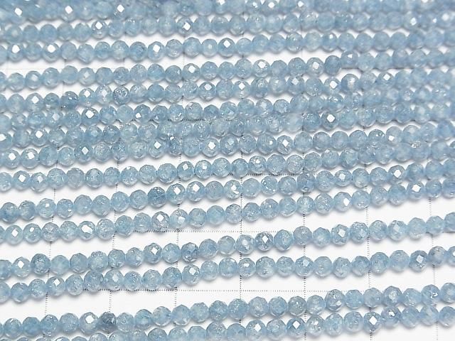 [Video]High Quality! Cubic Zirconia AAA Faceted Round 3mm [Saxe Blue] 1strand beads (aprx.14inch/35cm)