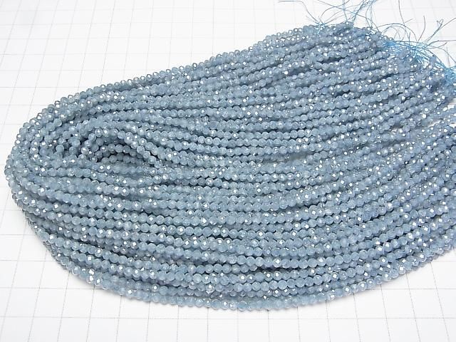 [Video]High Quality! Cubic Zirconia AAA Faceted Round 3mm [Saxe Blue] 1strand beads (aprx.14inch/35cm)