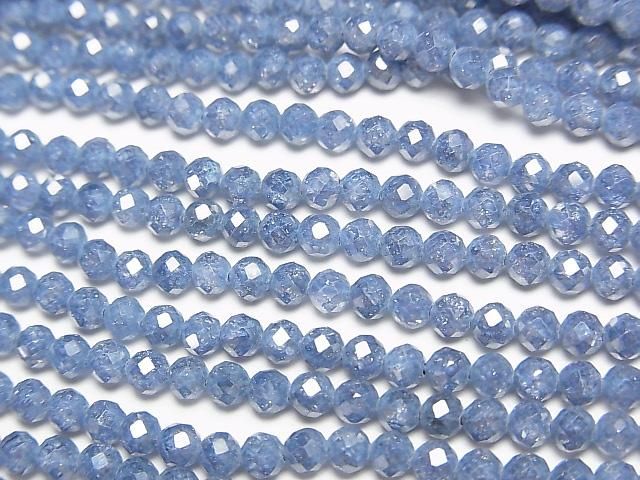 [Video]High Quality! Cubic Zirconia AAA Faceted Round 3mm [Navy Blue] 1strand beads (aprx.14inch/35cm)