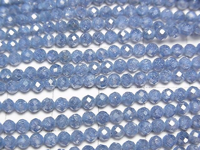 [Video]High Quality! Cubic Zirconia AAA Faceted Round 3mm [Navy Blue] 1strand beads (aprx.14inch/35cm)