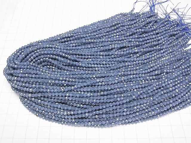 [Video]High Quality! Cubic Zirconia AAA Faceted Round 3mm [Navy Blue] 1strand beads (aprx.14inch/35cm)