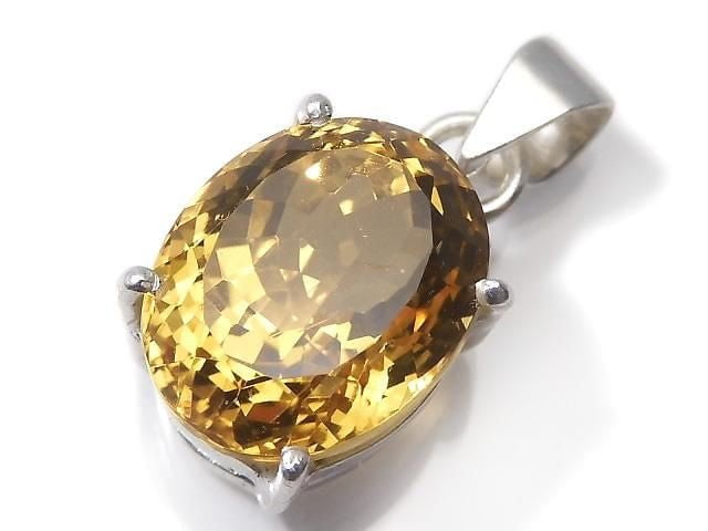 [Video][One of a kind] High Quality Brandy Citrine AAA Faceted Pendant Silver925 NO.52