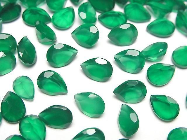 [Video]High Quality Green Onyx AAA Loose stone Pear shape Faceted 8x6mm 5pcs