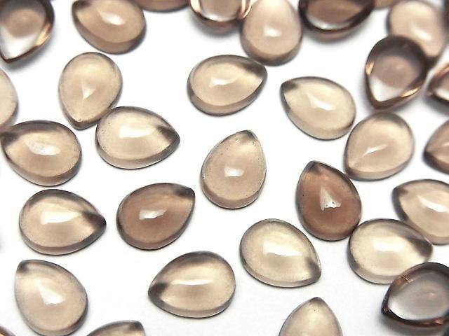 [Video]High Quality Smoky Quartz AAA Pear shape Cabochon 8x6mm 5pcs