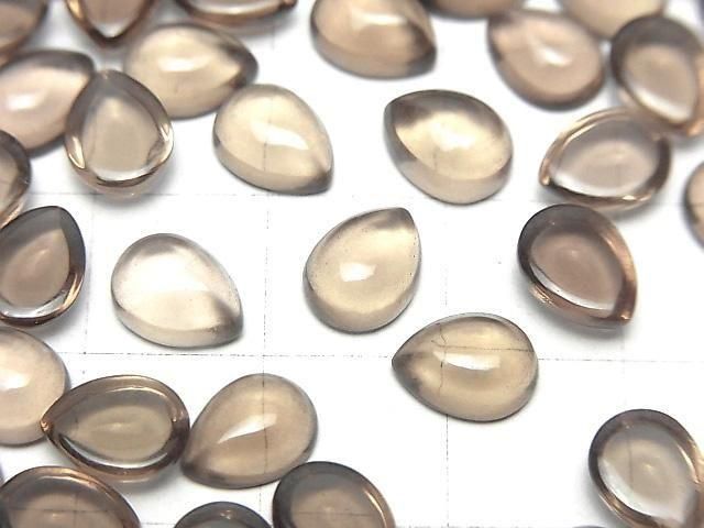 [Video]High Quality Smoky Quartz AAA Pear shape Cabochon 8x6mm 5pcs
