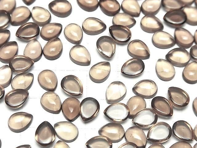 [Video]High Quality Smoky Quartz AAA Pear shape Cabochon 8x6mm 5pcs