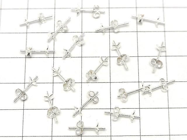 Silver 925 Earstuds & Earnuts with Plates [4.5mm] Flower Design, No Coating, 2 Pairs