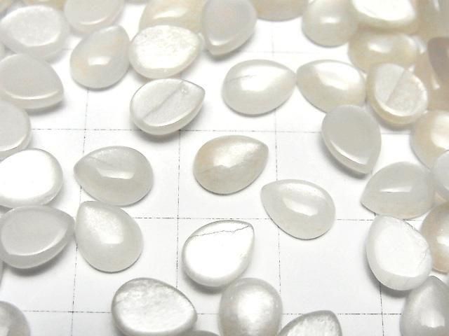 [Video] White Moonstone AAA Pear shape Cabochon 8x6mm 10pcs