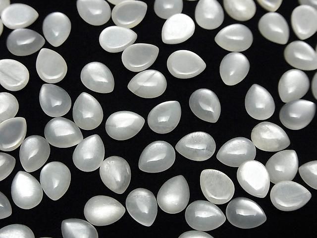 [Video] White Moonstone AAA Pear shape Cabochon 8x6mm 10pcs