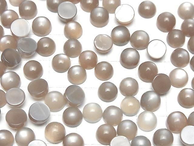 [Video] Brown-Gray Moonstone AAA Round Cabochon 7x7mm 10pcs