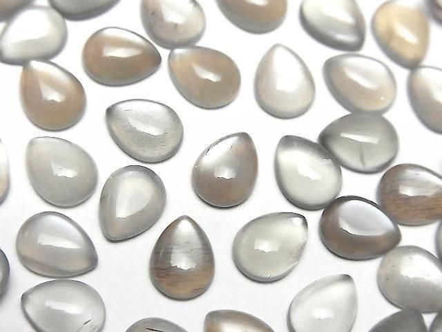 [Video]Brown-Grey Moonstone AAA Pear shape Cabochon 8x6mm 10pcs